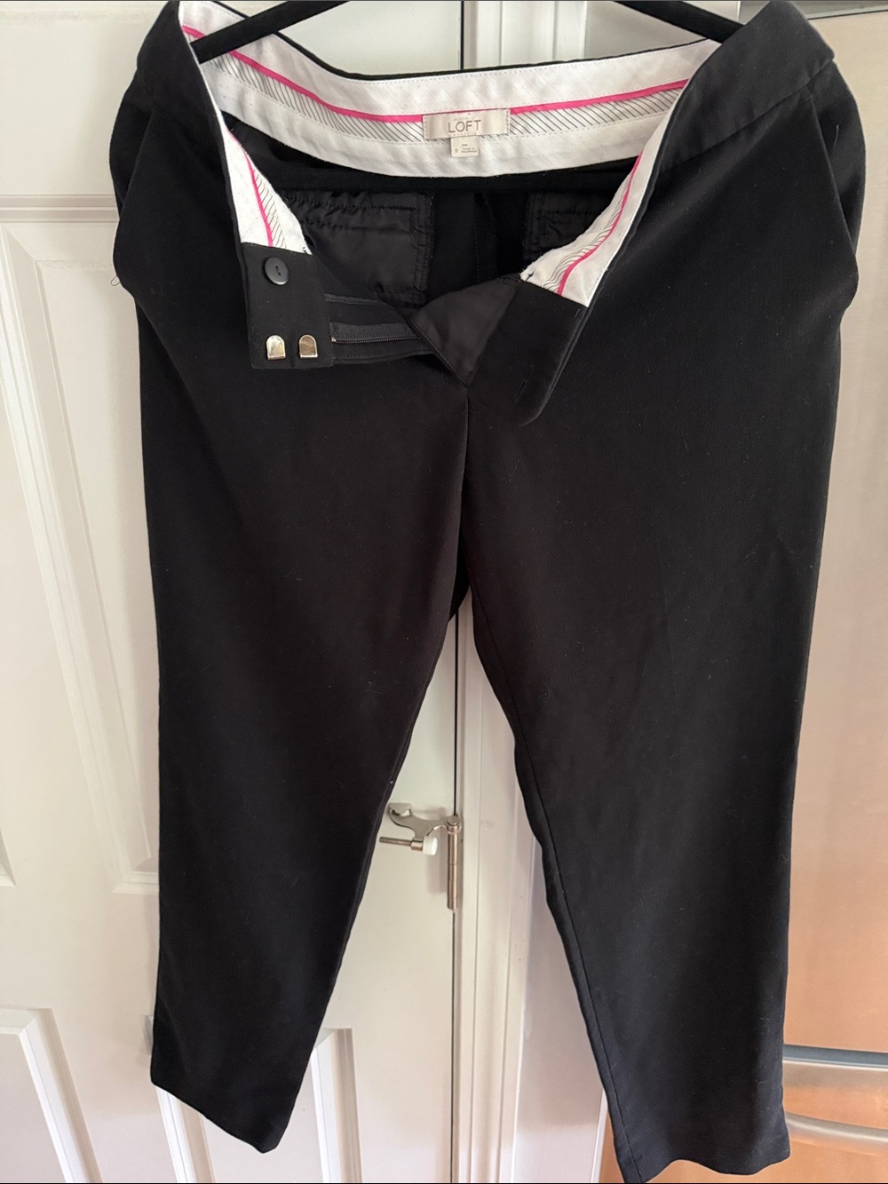 LOFT Black Women’s Dress Pants with Subtle Pink Trim